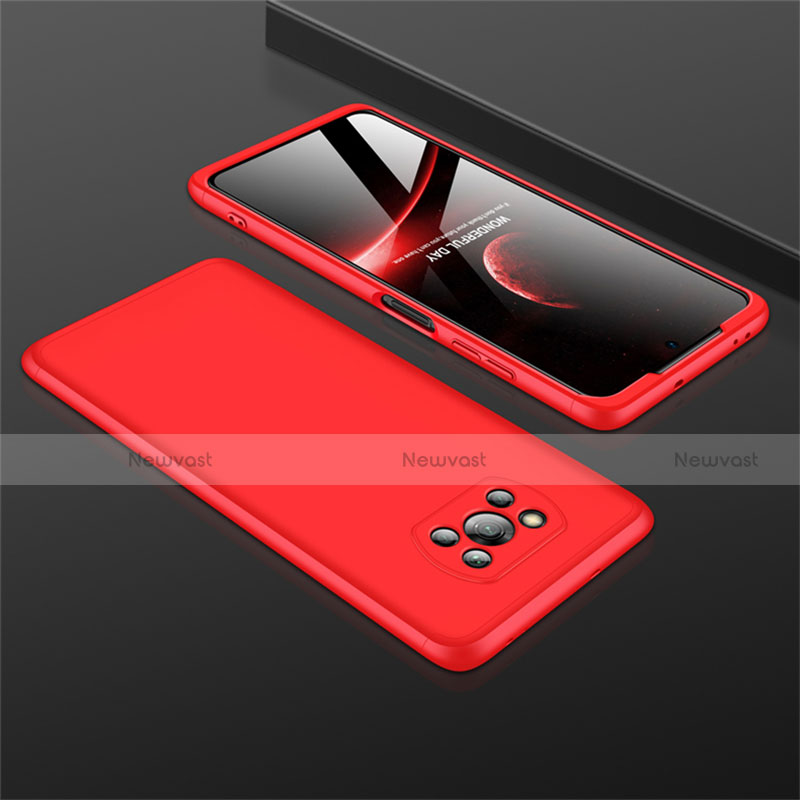Hard Rigid Plastic Matte Finish Front and Back Cover Case 360 Degrees M01 for Xiaomi Poco X3 NFC Red