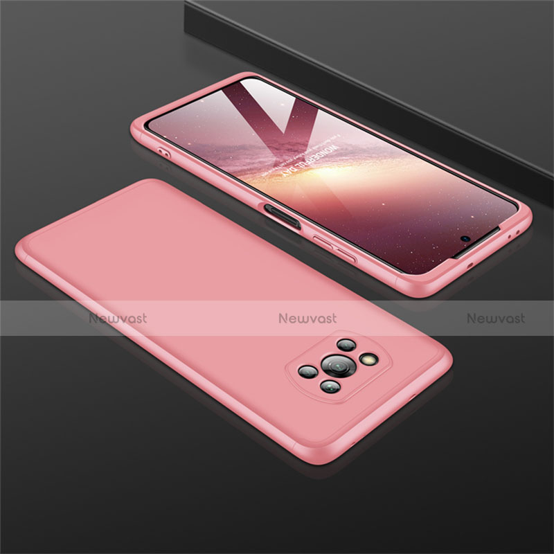 Hard Rigid Plastic Matte Finish Front and Back Cover Case 360 Degrees M01 for Xiaomi Poco X3 NFC Rose Gold