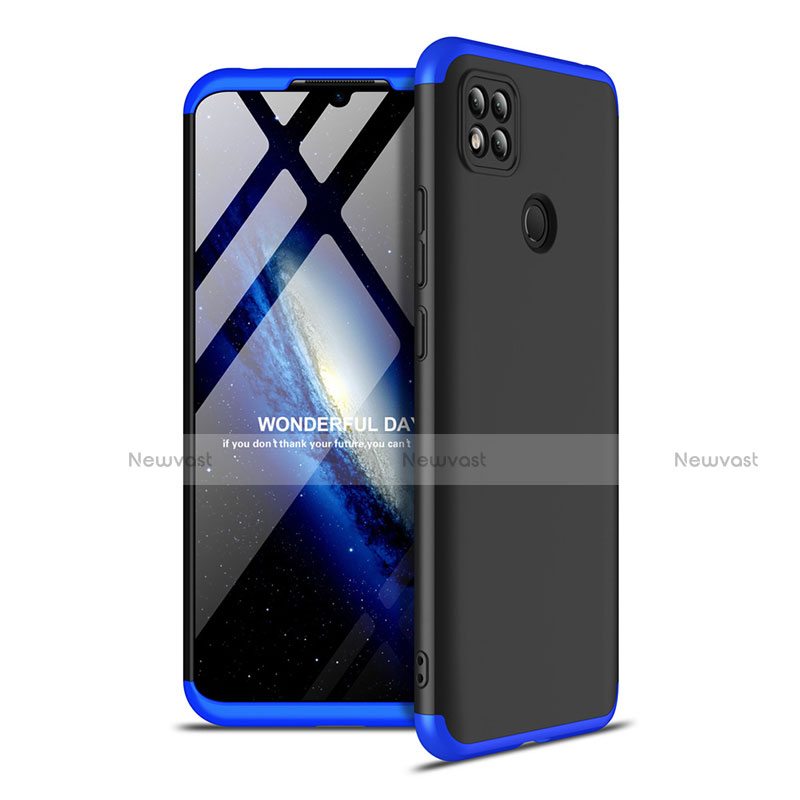Hard Rigid Plastic Matte Finish Front and Back Cover Case 360 Degrees M01 for Xiaomi Redmi 9C NFC Blue and Black