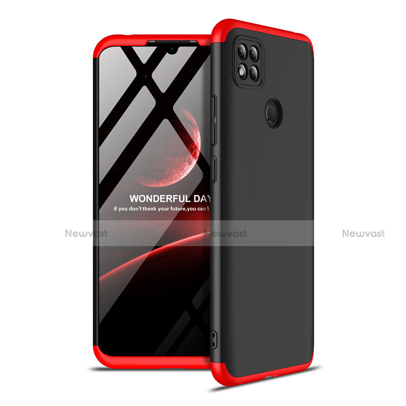 Hard Rigid Plastic Matte Finish Front and Back Cover Case 360 Degrees M01 for Xiaomi Redmi 9C Red and Black