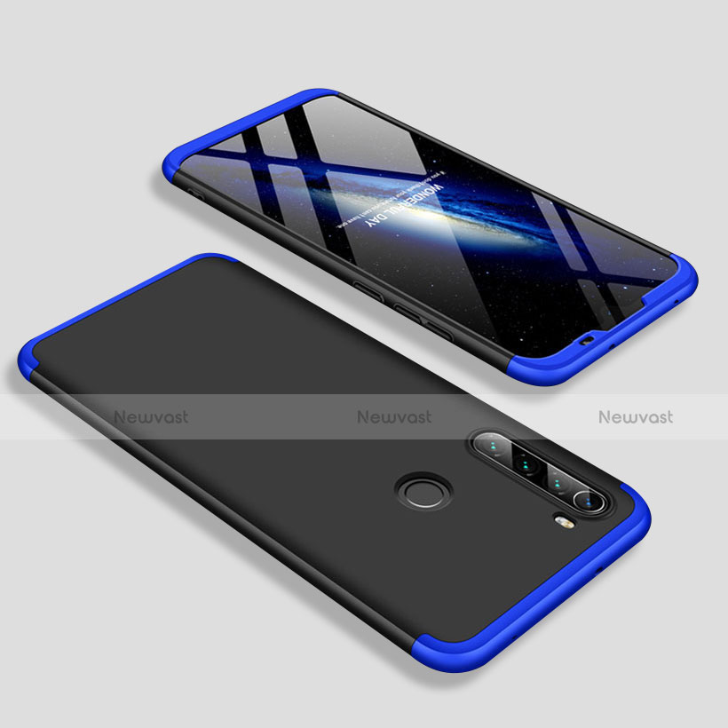 Hard Rigid Plastic Matte Finish Front and Back Cover Case 360 Degrees M01 for Xiaomi Redmi Note 8 (2021) Blue and Black