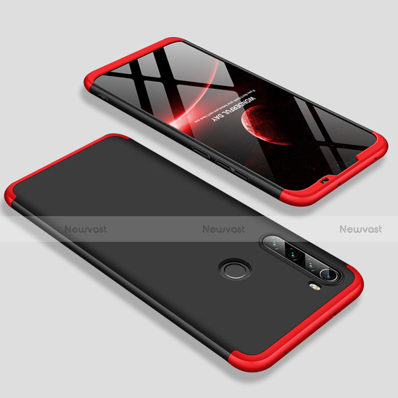 Hard Rigid Plastic Matte Finish Front and Back Cover Case 360 Degrees M01 for Xiaomi Redmi Note 8 (2021) Red and Black