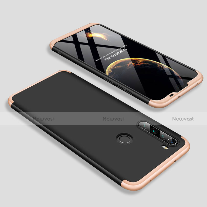 Hard Rigid Plastic Matte Finish Front and Back Cover Case 360 Degrees M01 for Xiaomi Redmi Note 8 Gold and Black