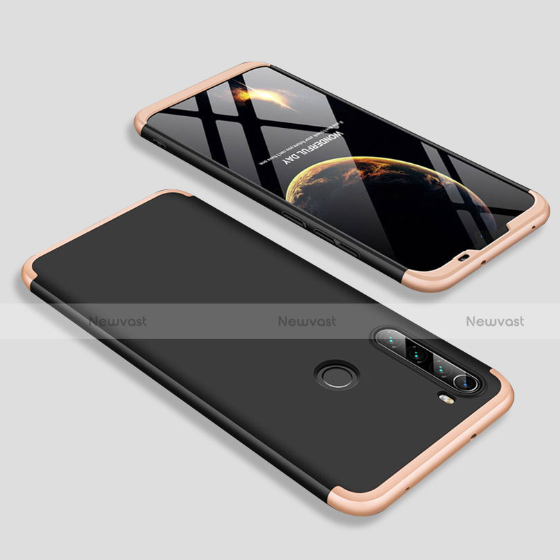 Hard Rigid Plastic Matte Finish Front and Back Cover Case 360 Degrees M01 for Xiaomi Redmi Note 8T Gold and Black