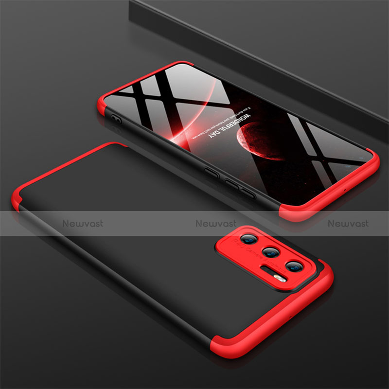 Hard Rigid Plastic Matte Finish Front and Back Cover Case 360 Degrees M02 for Huawei P40 Red and Black