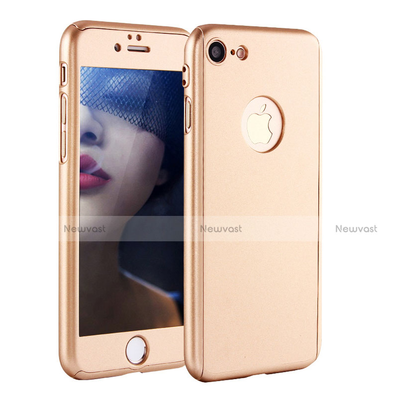 Hard Rigid Plastic Matte Finish Front and Back Cover Case 360 Degrees P01 for Apple iPhone 8 Gold