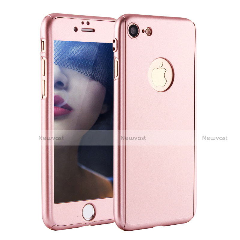 Hard Rigid Plastic Matte Finish Front and Back Cover Case 360 Degrees P01 for Apple iPhone 8 Rose Gold