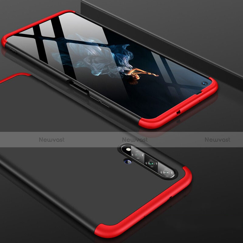 Hard Rigid Plastic Matte Finish Front and Back Cover Case 360 Degrees P01 for Huawei Honor 20 Red and Black