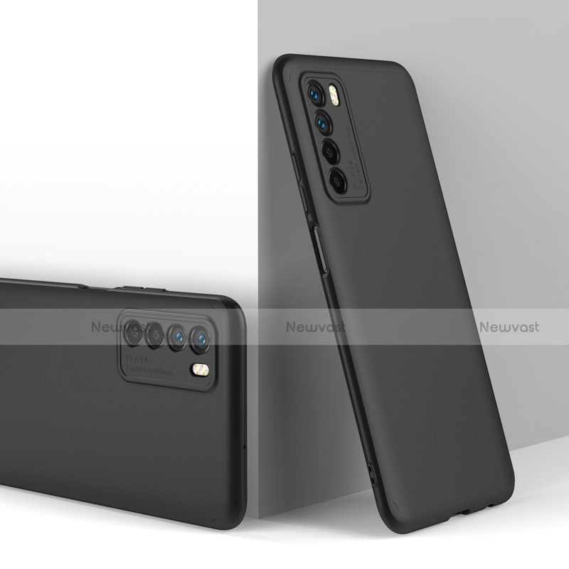 Hard Rigid Plastic Matte Finish Front and Back Cover Case 360 Degrees P01 for Huawei Honor Play4 5G Black