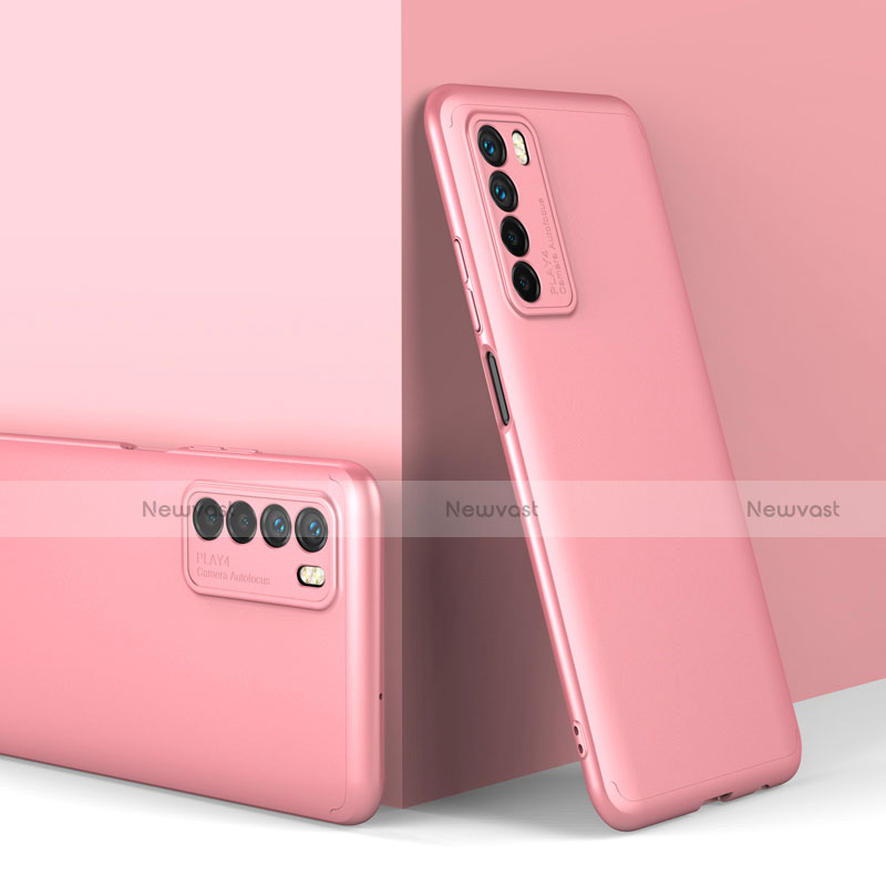 Hard Rigid Plastic Matte Finish Front and Back Cover Case 360 Degrees P01 for Huawei Honor Play4 5G Rose Gold