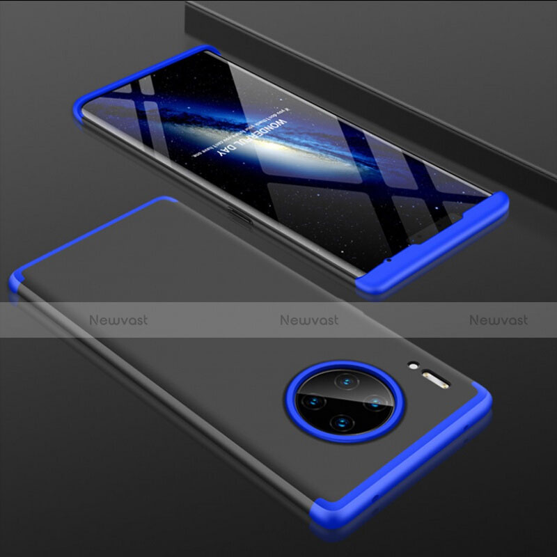 Hard Rigid Plastic Matte Finish Front and Back Cover Case 360 Degrees P01 for Huawei Mate 30 Pro Blue and Black