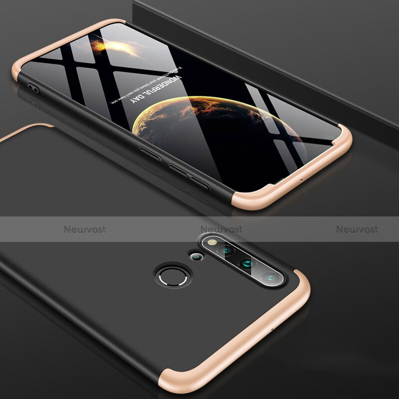 Hard Rigid Plastic Matte Finish Front and Back Cover Case 360 Degrees P01 for Huawei Nova 5i Gold and Black
