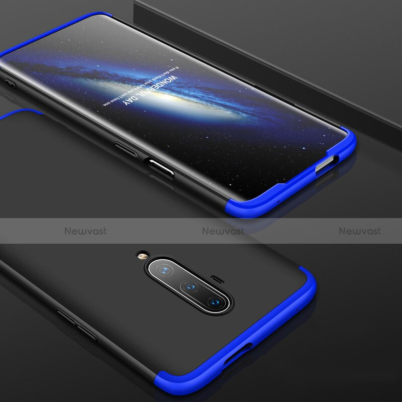 Hard Rigid Plastic Matte Finish Front and Back Cover Case 360 Degrees P01 for OnePlus 7T Pro Blue and Black