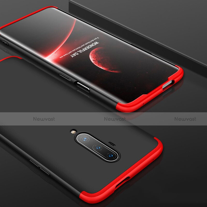 Hard Rigid Plastic Matte Finish Front and Back Cover Case 360 Degrees P01 for OnePlus 7T Pro Red and Black