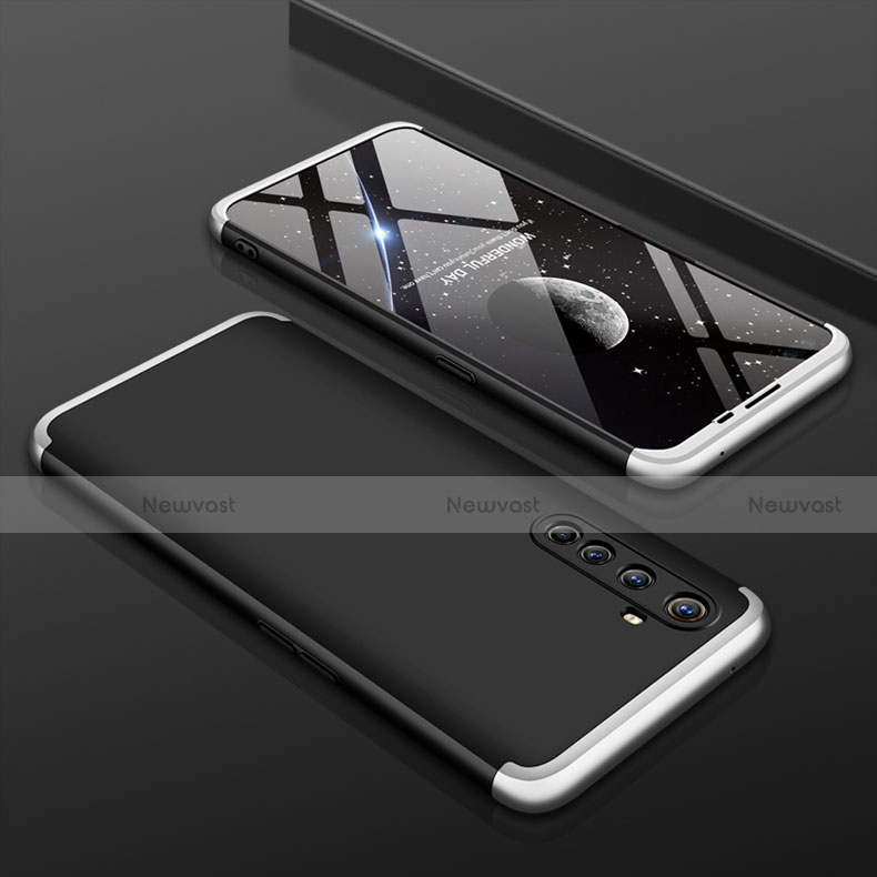 Hard Rigid Plastic Matte Finish Front and Back Cover Case 360 Degrees P01 for Realme X50 Pro 5G Silver and Black