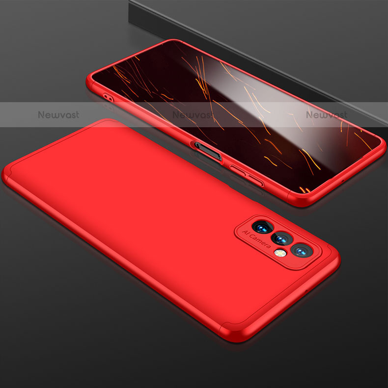 Hard Rigid Plastic Matte Finish Front and Back Cover Case 360 Degrees P01 for Samsung Galaxy M52 5G Red