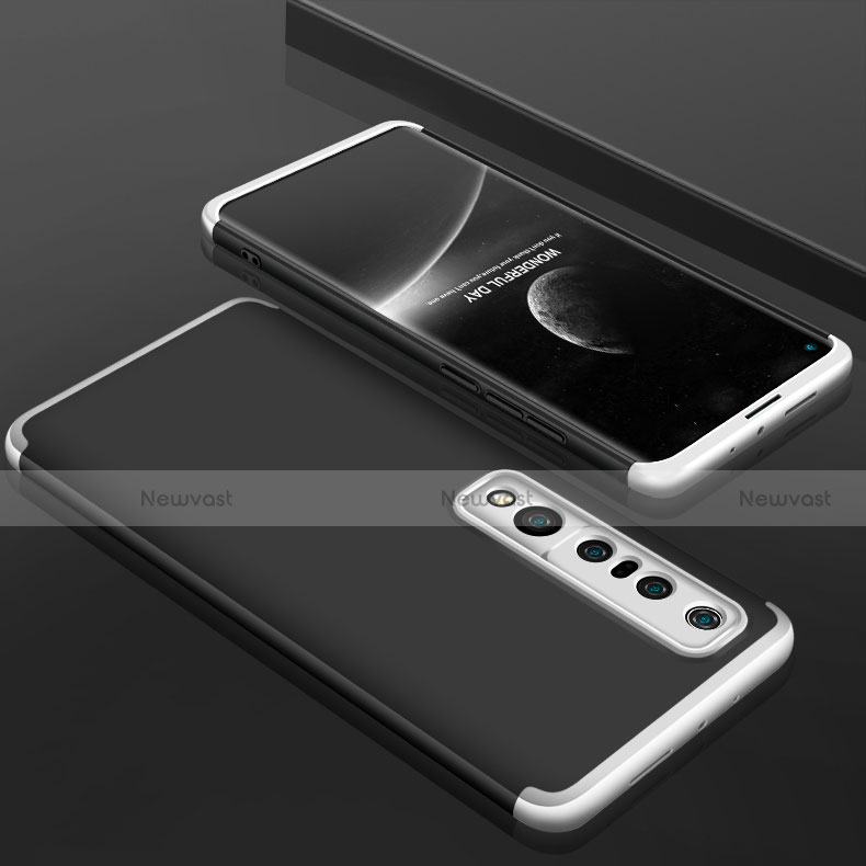 Hard Rigid Plastic Matte Finish Front and Back Cover Case 360 Degrees P01 for Xiaomi Mi 10 Pro Silver and Black