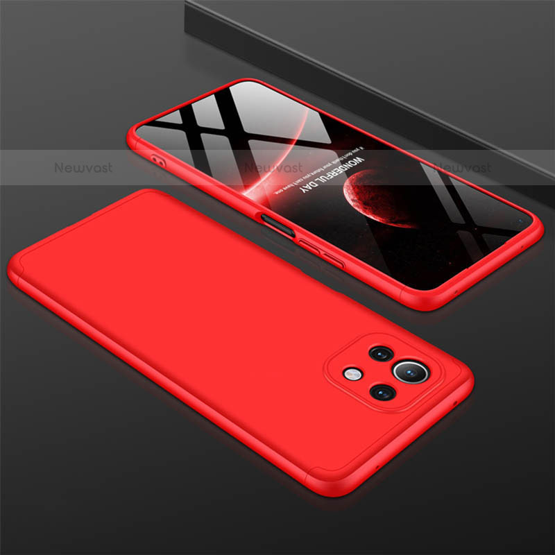 Hard Rigid Plastic Matte Finish Front and Back Cover Case 360 Degrees P01 for Xiaomi Mi 11 5G Red