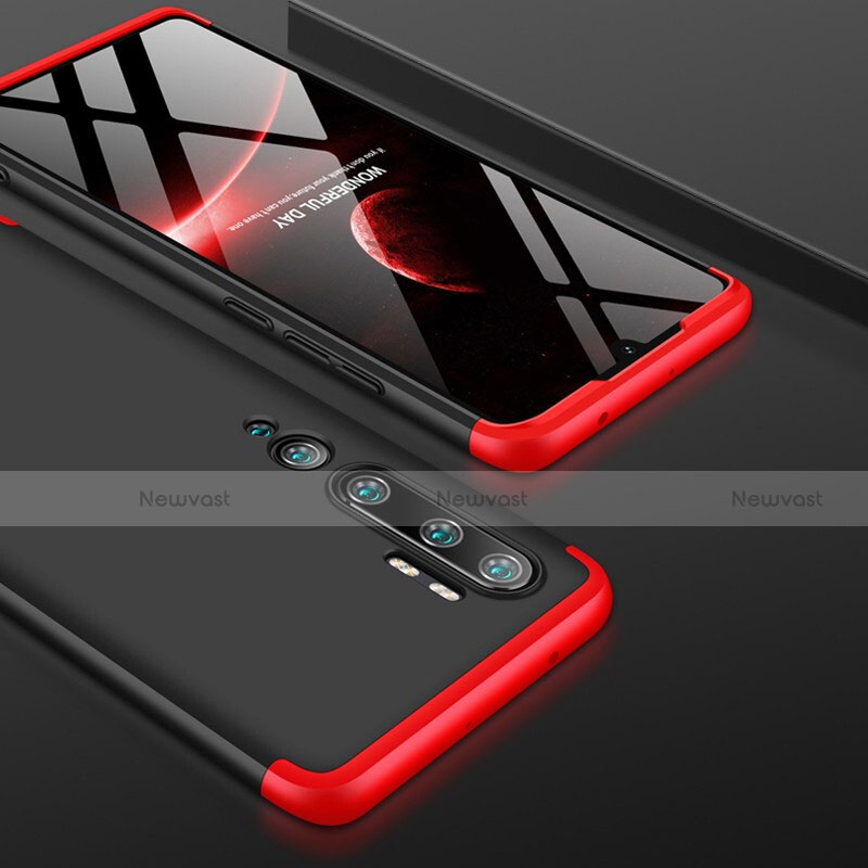 Hard Rigid Plastic Matte Finish Front and Back Cover Case 360 Degrees P01 for Xiaomi Mi Note 10 Pro Red and Black
