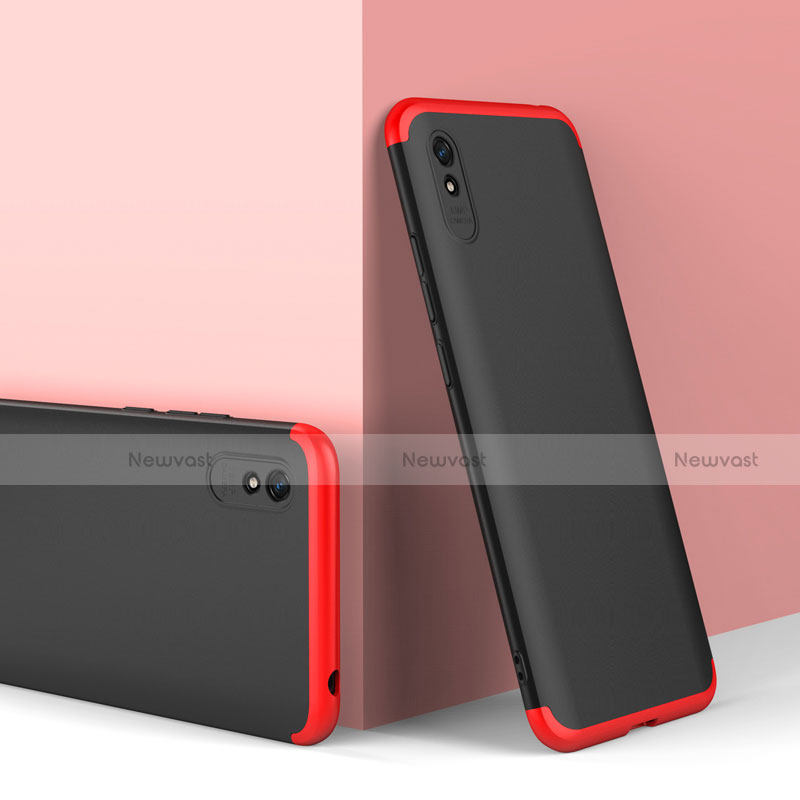 Hard Rigid Plastic Matte Finish Front and Back Cover Case 360 Degrees P01 for Xiaomi Redmi 9AT Red and Black