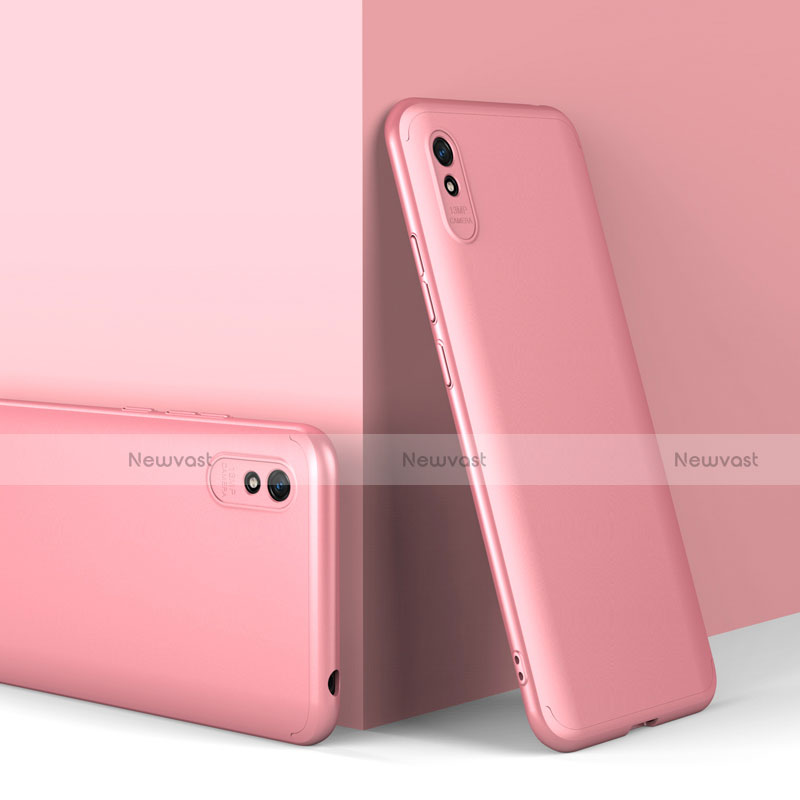 Hard Rigid Plastic Matte Finish Front and Back Cover Case 360 Degrees P01 for Xiaomi Redmi 9AT Rose Gold