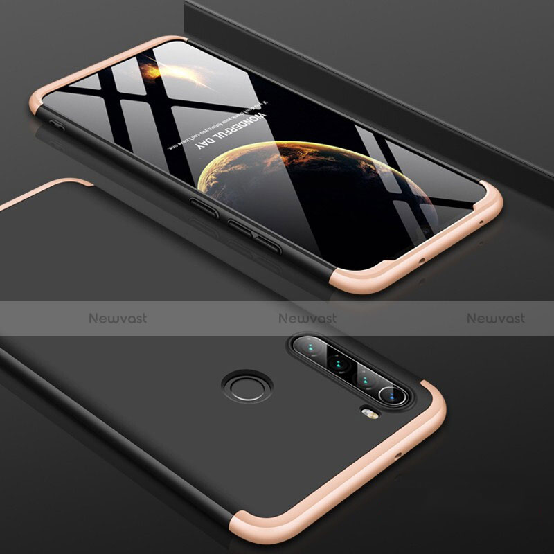 Hard Rigid Plastic Matte Finish Front and Back Cover Case 360 Degrees P01 for Xiaomi Redmi Note 8 Gold and Black