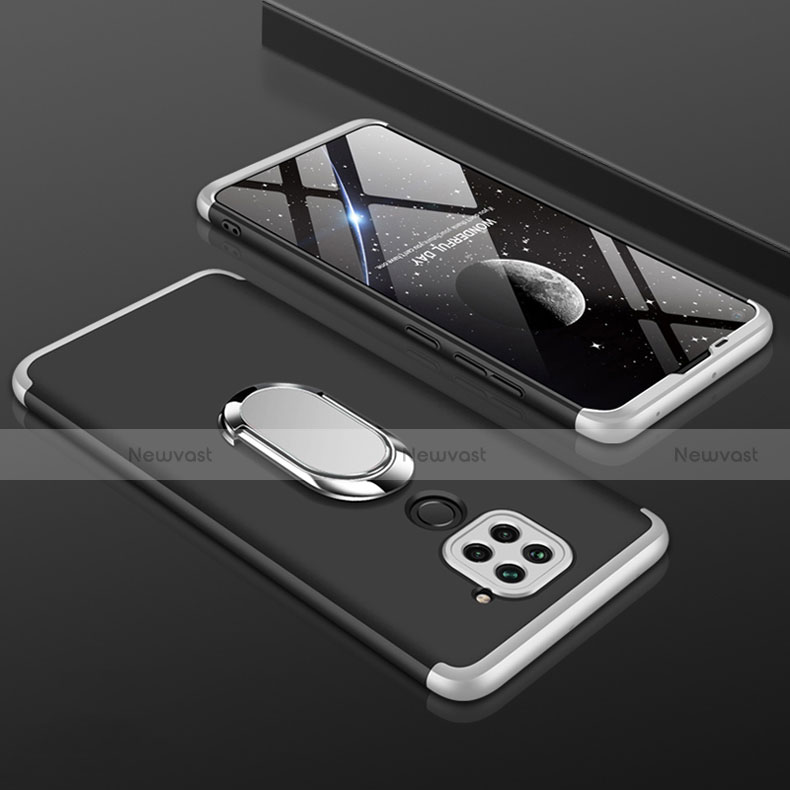 Hard Rigid Plastic Matte Finish Front and Back Cover Case 360 Degrees P01 for Xiaomi Redmi Note 9 Silver and Black
