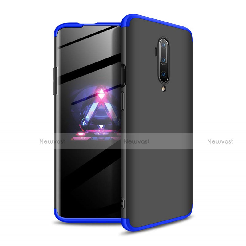 Hard Rigid Plastic Matte Finish Front and Back Cover Case 360 Degrees P02 for OnePlus 7T Pro Blue and Black