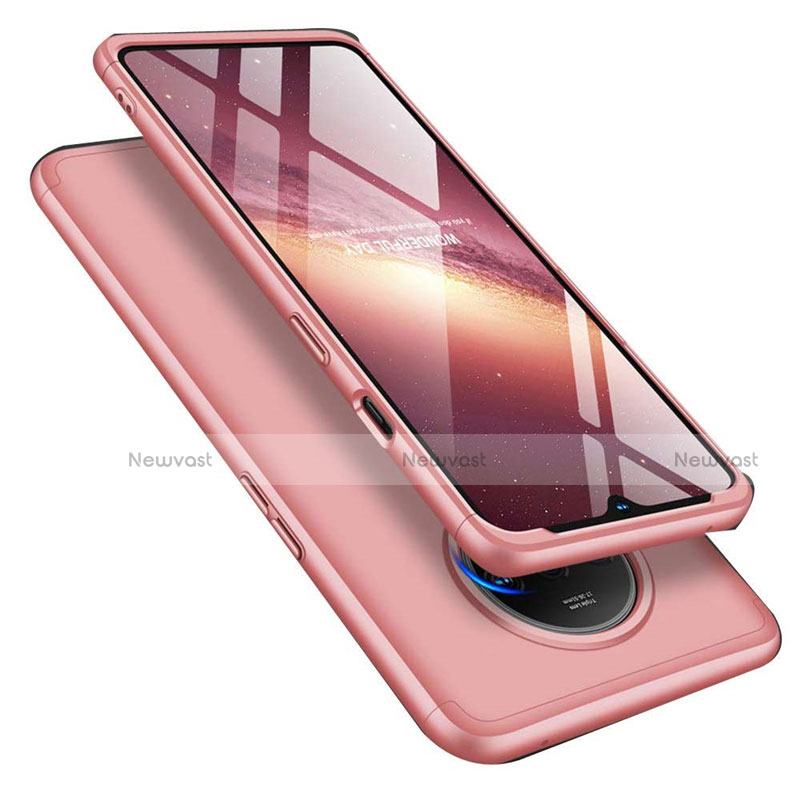 Hard Rigid Plastic Matte Finish Front and Back Cover Case 360 Degrees P02 for OnePlus 7T Rose Gold