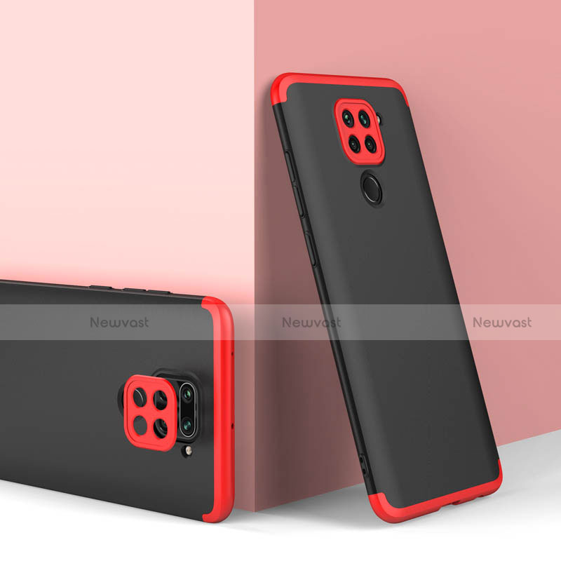 Hard Rigid Plastic Matte Finish Front and Back Cover Case 360 Degrees P02 for Xiaomi Redmi Note 9 Red and Black