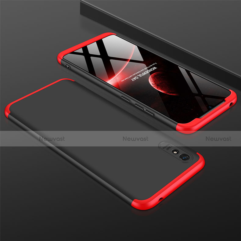 Hard Rigid Plastic Matte Finish Front and Back Cover Case 360 Degrees P03 for Xiaomi Redmi 9A Red and Black