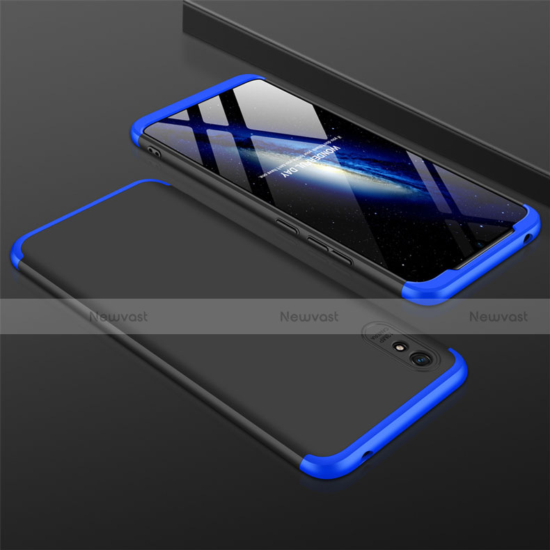 Hard Rigid Plastic Matte Finish Front and Back Cover Case 360 Degrees P03 for Xiaomi Redmi 9i Blue and Black