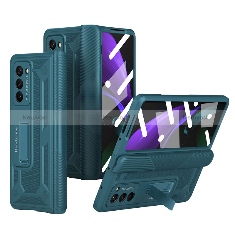 Hard Rigid Plastic Matte Finish Front and Back Cover Case 360 Degrees P06 for Samsung Galaxy Z Fold2 5G Green