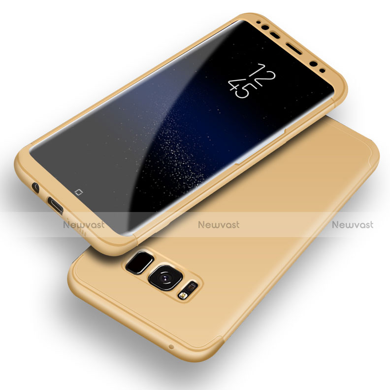 Hard Rigid Plastic Matte Finish Front and Back Cover Case 360 Degrees Q03 for Samsung Galaxy S8 Gold