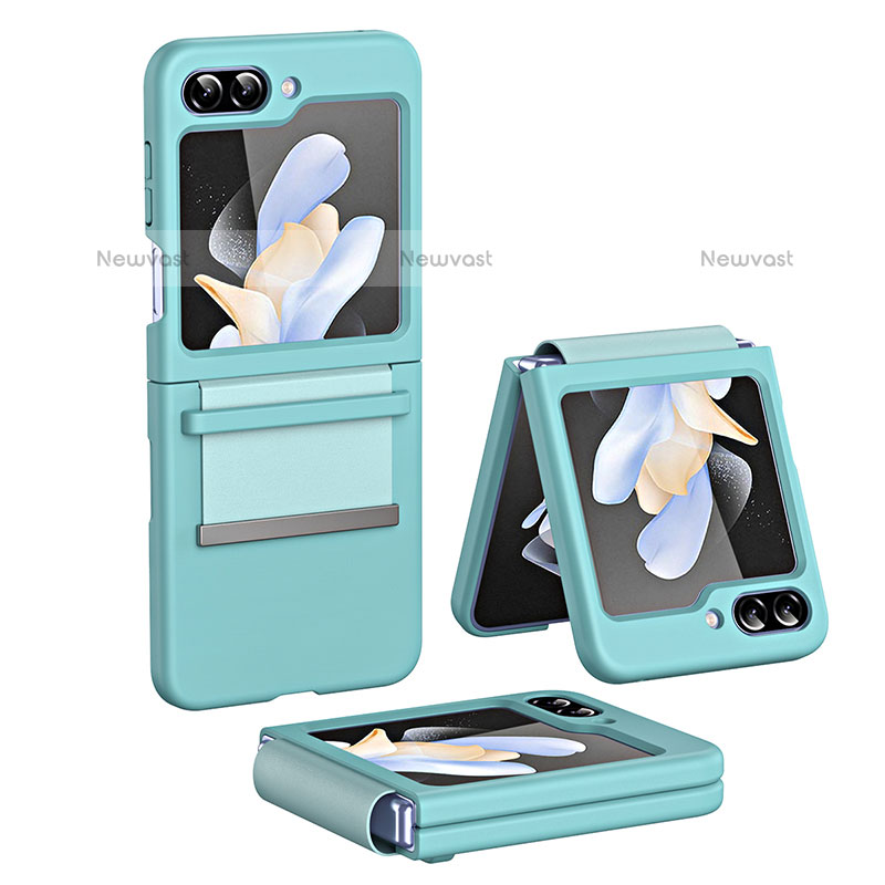 Hard Rigid Plastic Matte Finish Front and Back Cover Case 360 Degrees QH1 for Samsung Galaxy Z Flip5 5G Blue