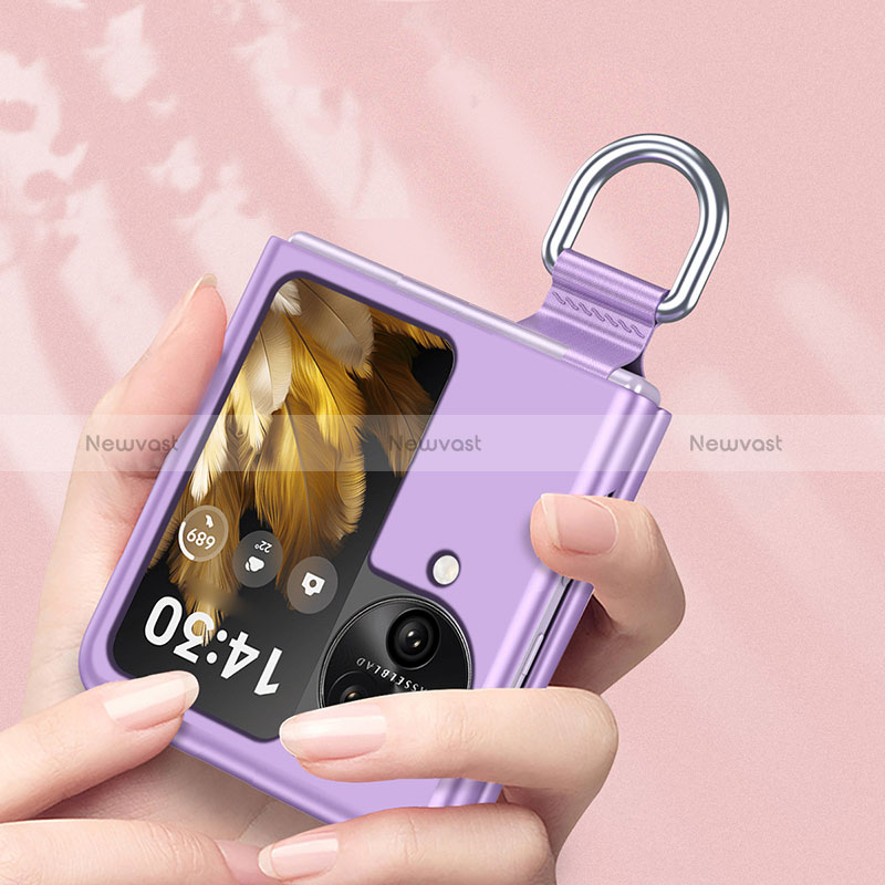 Hard Rigid Plastic Matte Finish Front and Back Cover Case 360 Degrees QH2 for Oppo Find N3 Flip 5G