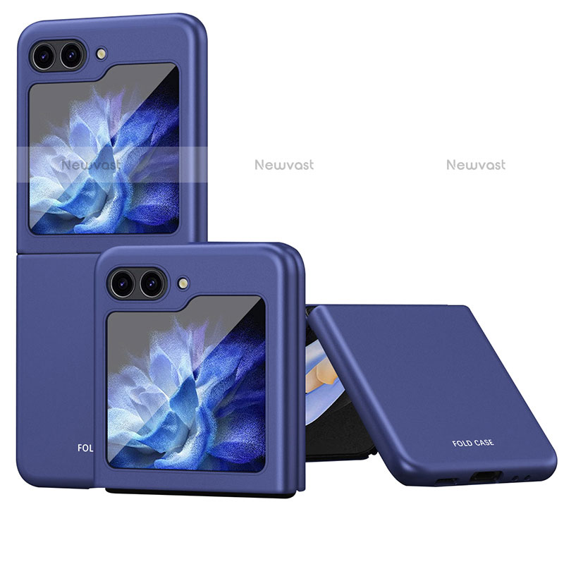 Hard Rigid Plastic Matte Finish Front and Back Cover Case 360 Degrees QH4 for Samsung Galaxy Z Flip5 5G Blue