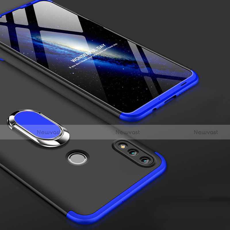 Hard Rigid Plastic Matte Finish Front and Back Cover Case 360 Degrees with Finger Ring Stand for Huawei Honor 10 Lite Blue and Black