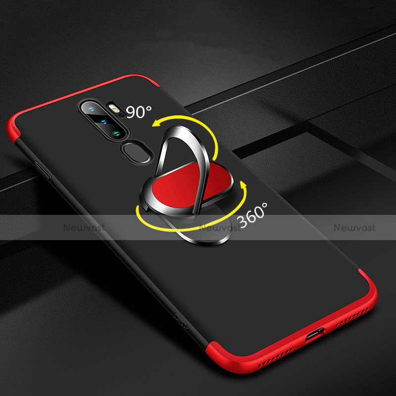 Hard Rigid Plastic Matte Finish Front and Back Cover Case 360 Degrees with Finger Ring Stand for Oppo A11X