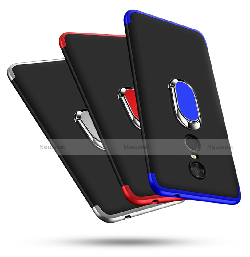 Hard Rigid Plastic Matte Finish Front and Back Cover Case 360 Degrees with Finger Ring Stand for Xiaomi Redmi 5 Plus