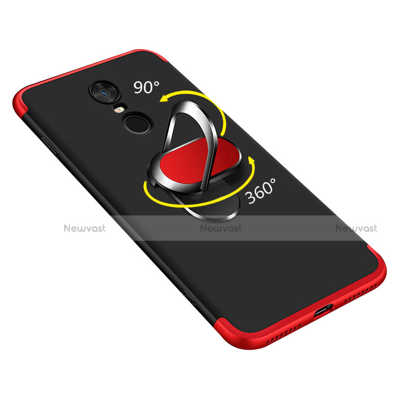 Hard Rigid Plastic Matte Finish Front and Back Cover Case 360 Degrees with Finger Ring Stand for Xiaomi Redmi Note 5 Indian Version