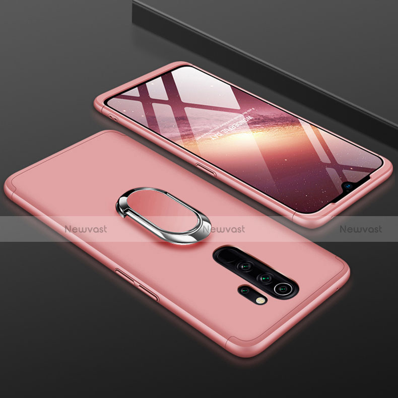 Hard Rigid Plastic Matte Finish Front and Back Cover Case 360 Degrees with Finger Ring Stand for Xiaomi Redmi Note 8 Pro
