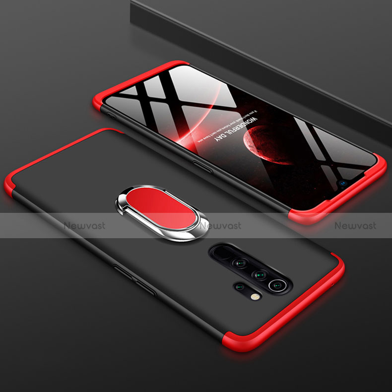 Hard Rigid Plastic Matte Finish Front and Back Cover Case 360 Degrees with Finger Ring Stand for Xiaomi Redmi Note 8 Pro