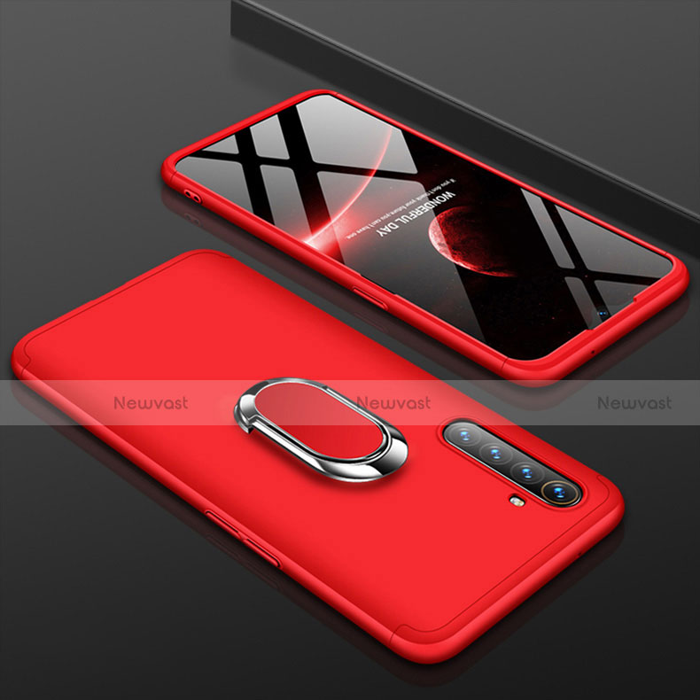 Hard Rigid Plastic Matte Finish Front and Back Cover Case 360 Degrees with Finger Ring Stand R01 for Realme X2