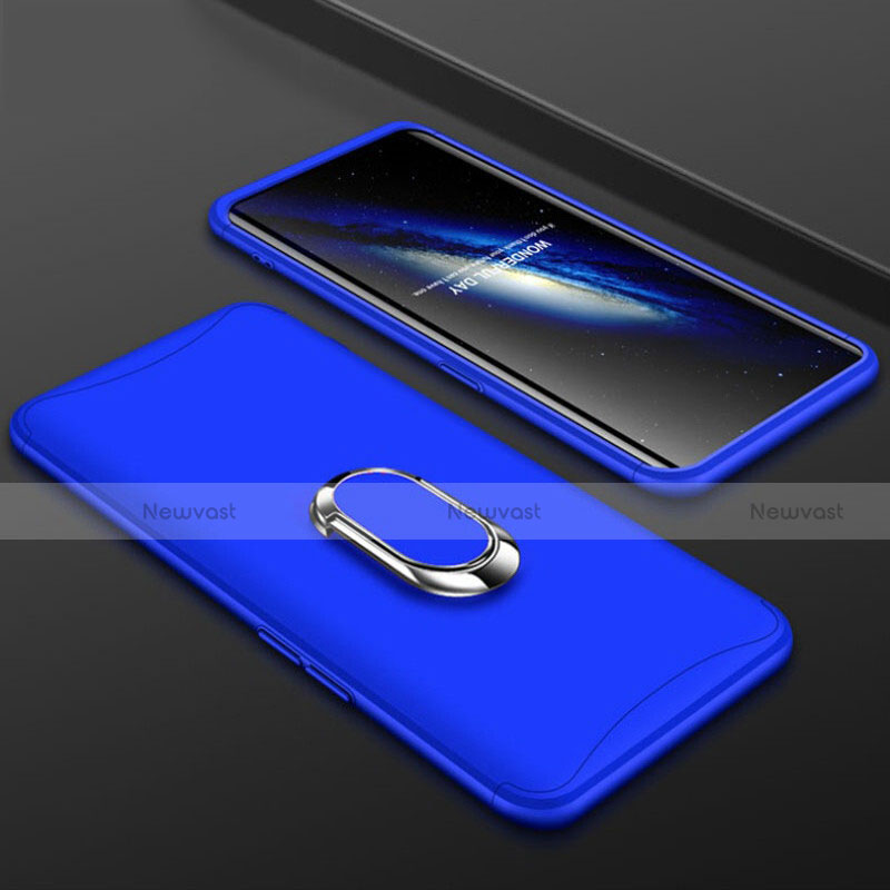 Hard Rigid Plastic Matte Finish Front and Back Cover Case 360 Degrees with Finger Ring Stand S01 for Oppo Find X