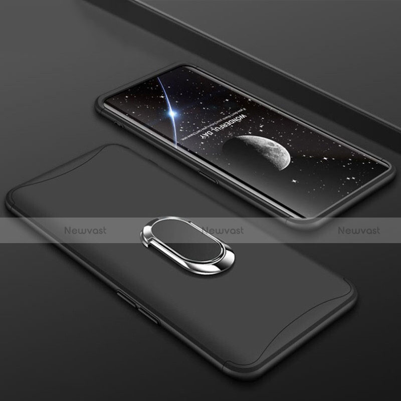 Hard Rigid Plastic Matte Finish Front and Back Cover Case 360 Degrees with Finger Ring Stand S01 for Oppo Find X