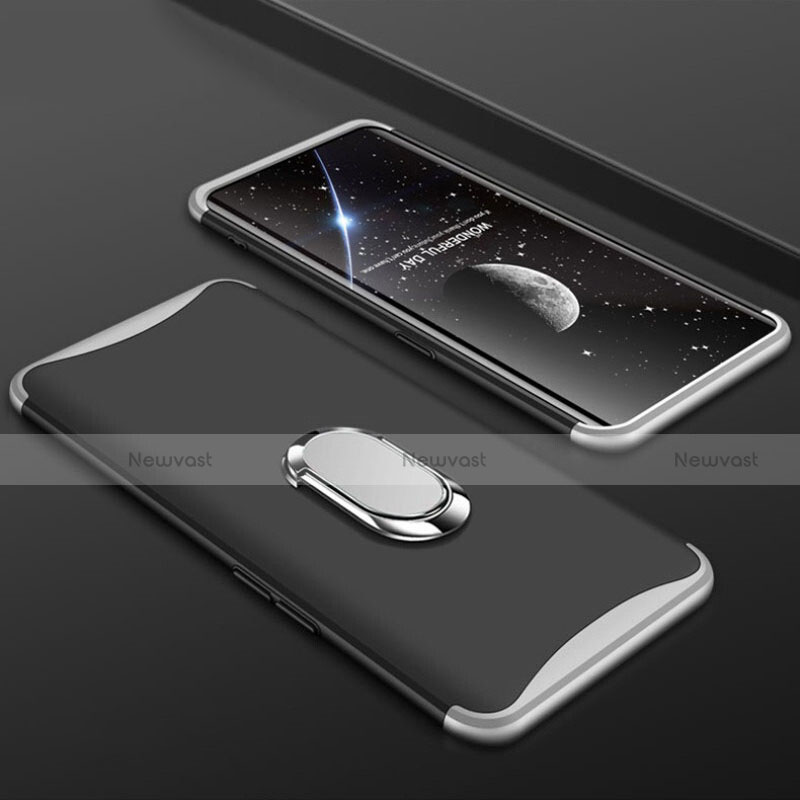 Hard Rigid Plastic Matte Finish Front and Back Cover Case 360 Degrees with Finger Ring Stand S01 for Oppo Find X