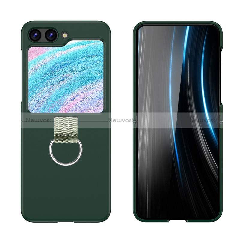 Hard Rigid Plastic Matte Finish Front and Back Cover Case 360 Degrees Z03L for Samsung Galaxy Z Flip5 5G Green