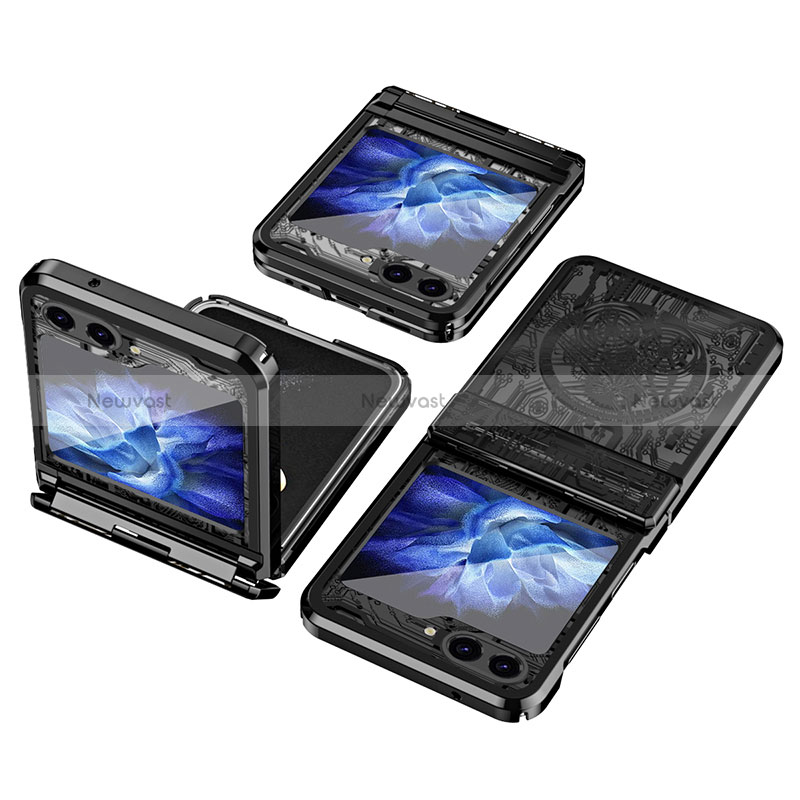 Hard Rigid Plastic Matte Finish Front and Back Cover Case 360 Degrees ZL3 for Samsung Galaxy Z Flip5 5G Black
