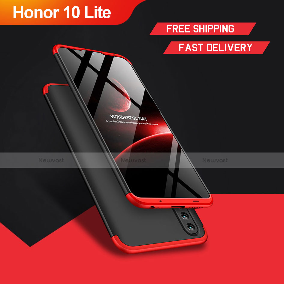 Hard Rigid Plastic Matte Finish Front and Back Snap On Case 360 Degrees M01 for Huawei Honor 10 Lite Red and Black